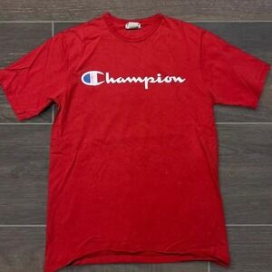 Large Red vintage 90's skater Champion  streetwear tee